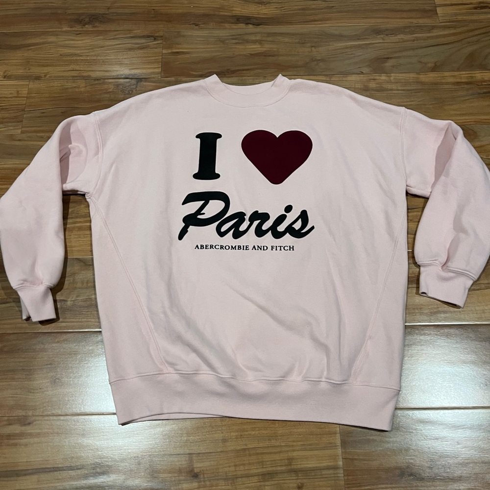 Abercrombie Kids Girl’s Size 15/16 Light Pink I Heart Paris Sweatshirt